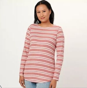 Susan Graver Weekend Striped Brushed Rib Knit Tunic